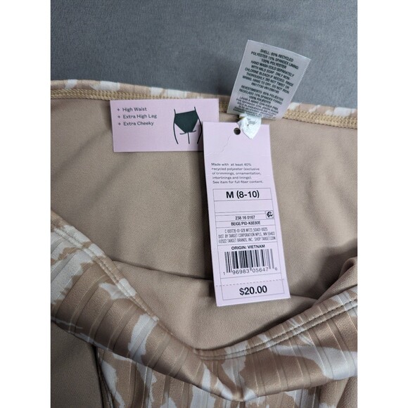 Wild Fable Ribbed High Leg Cheeky High Waist Bikini Bottom Animal Print Tan M - Picture 6 of 6